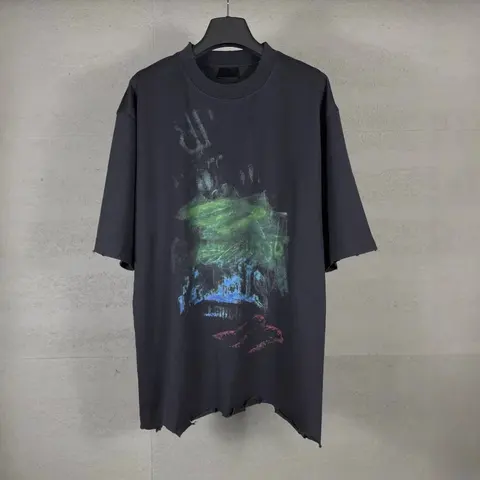 Black Oversized T-Shirt with Abstract Graffiti Print