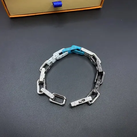 LV Chain Bracelet with Blue Accent