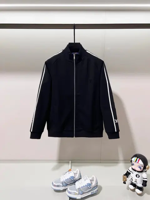 Louis Vuitton Black Track Jacket with White Stripes