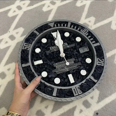 Rolex Submariner Wall Clock with Black Rose Design