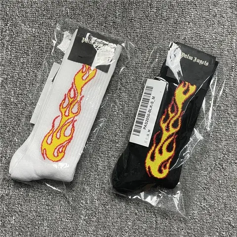 PAlLM Angels Flame Autumn-Winter Terry Cotton Mid-Calf Socks Unisex Streetwear Collection