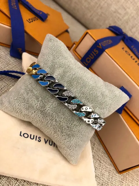 Louis Vuitton Blue Enamel and Crystal Bracelet