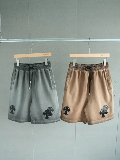 Corduroy Shorts with Cross Embroidery