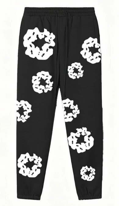 黑色发泡长裤【白色花环】
