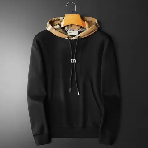 Burberry Black Hoodie with Check Lining