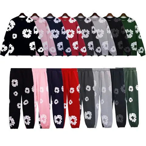 Floral Print Two-Piece Sweatshirt and Jogger Set