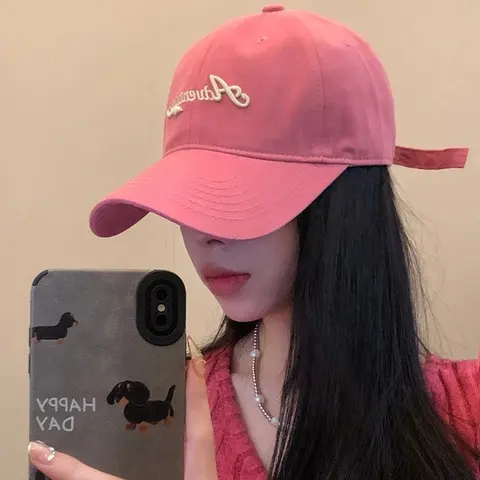 Pink Embroidered Baseball Cap