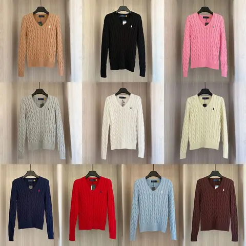 Polo Ralph Lauren Cable Knit V-Neck Sweaters Collection