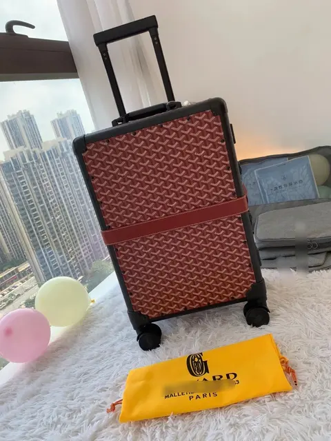 Goyard Monogram Red Rolling Luggage with Paris Dust Bag