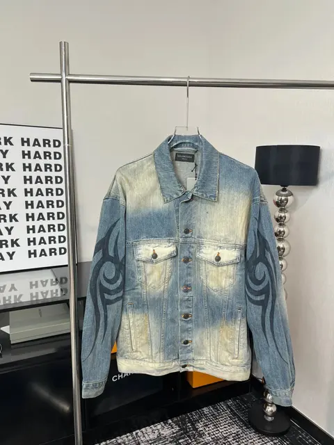 Balenciaga Denim Jacket with Tribal Print