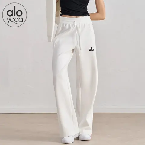 alo Yoga White Wide-Leg Sweatpants