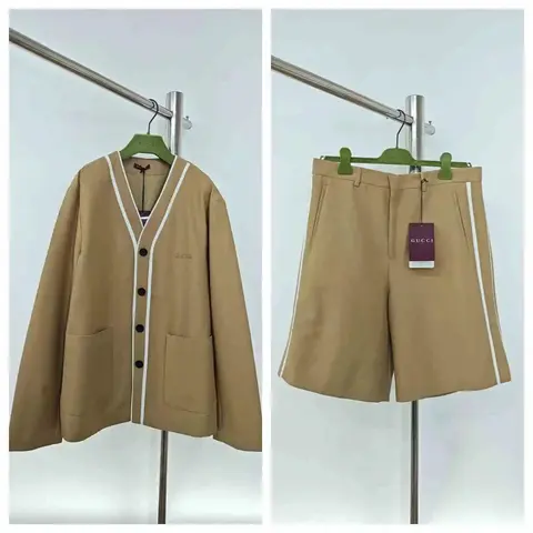 Gucci Beige Cardigan and Shorts Set