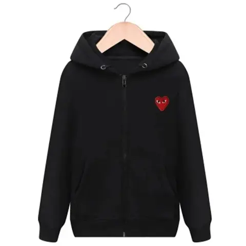 Comme des Garçons Heart Black Zip-Up Hoodie