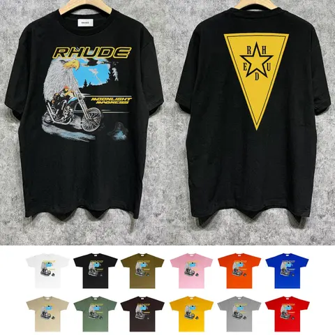 RHUDE Moonlight Madness Eagle Motorcycle T-Shirt