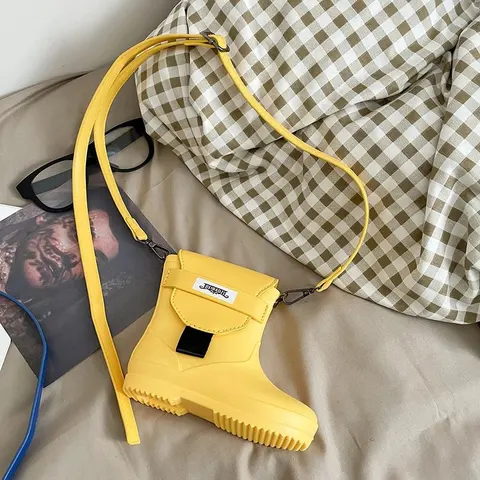 Yellow Boot-Shaped Crossbody Bag