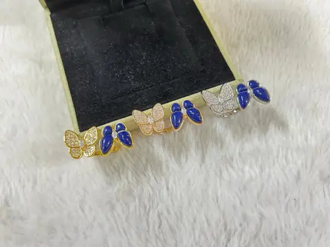 Butterfly Design Rings Set - Blue and Gold Crystal Jewelry