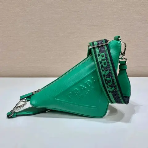 Prada Green Triangular Crossbody Bag