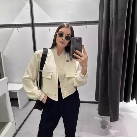 Alo Yoga Cream Bomber Jacket