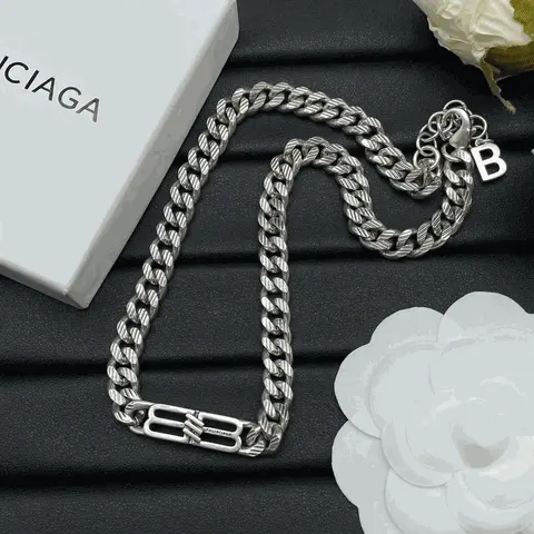 Balenciaga Silver Chain Bracelet with Logo Clasp
