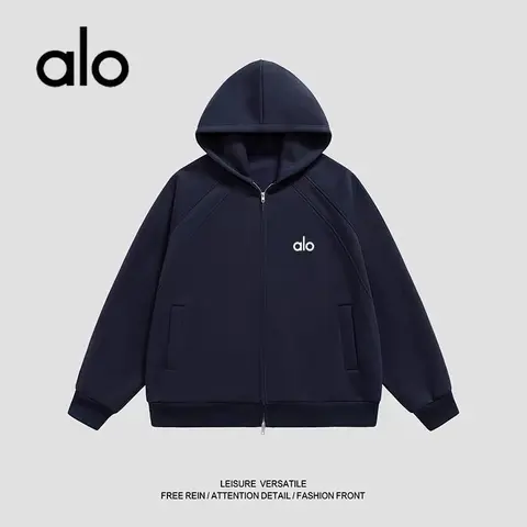 alo Navy Zip-Up Hoodie