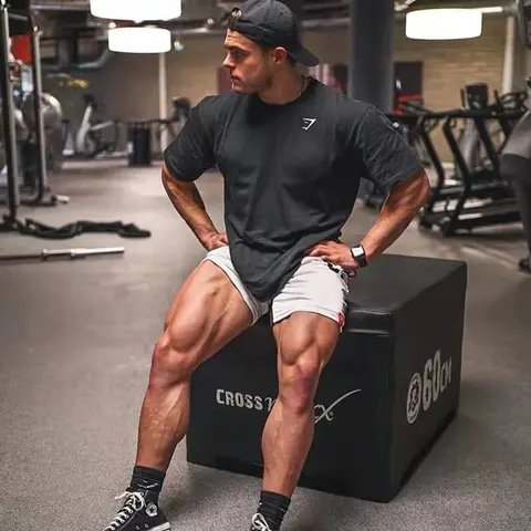 Gym Wear Set - Black T-Shirt and White Shorts