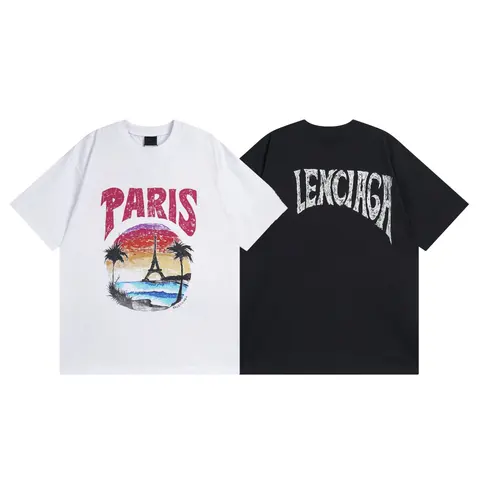 Balenciaga Paris Beach Print T-Shirt