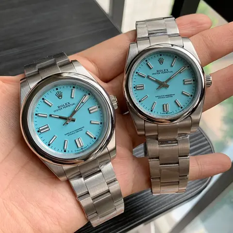 Rolex Oyster Perpetual Stainless Steel Watches with Light Blue Dials