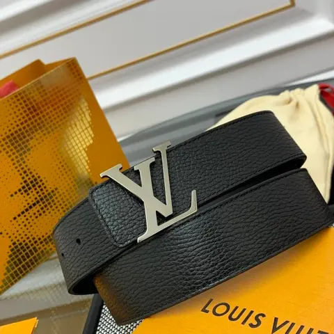 Louis Vuitton Black Leather Belt with LV Buckle