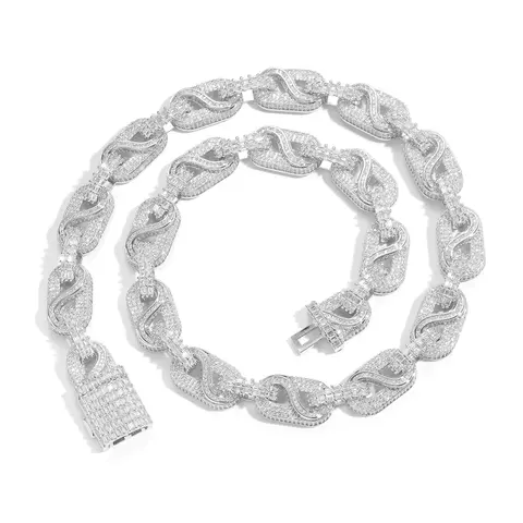 Diamond-Encrusted Infinity Link Necklace