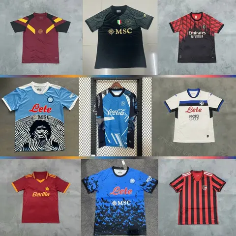 Soccer Jersey Collection Featuring Napoli, AC Milan, and Other Football Clubs