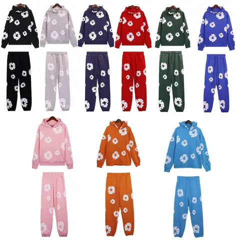 Floral Print Hoodie and Sweatpants Matching Sets