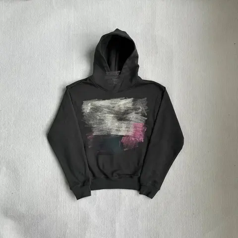 Black Hoodie with Abstract Art Print