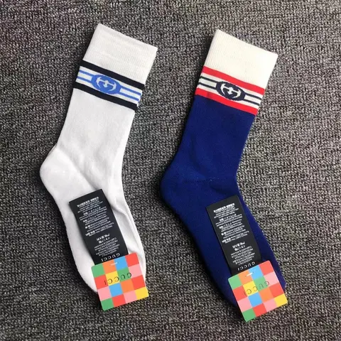 Striped Towel-Textured Stack Socks with Interlocking Design