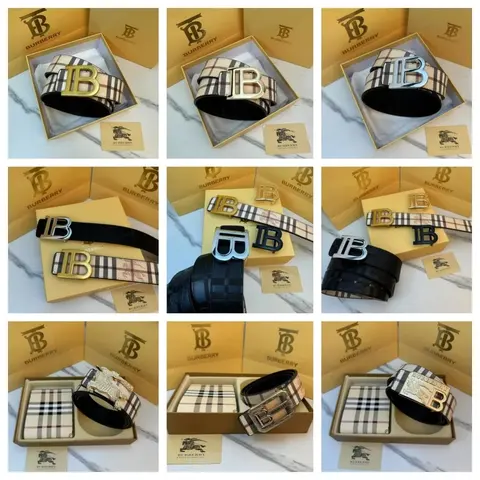 Burberry Check Belt Collection with TB Buckle