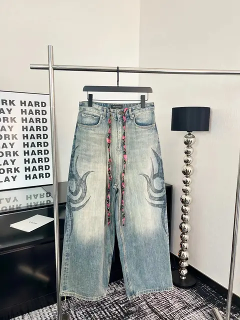 Balenciaga Embroidered Denim Pants