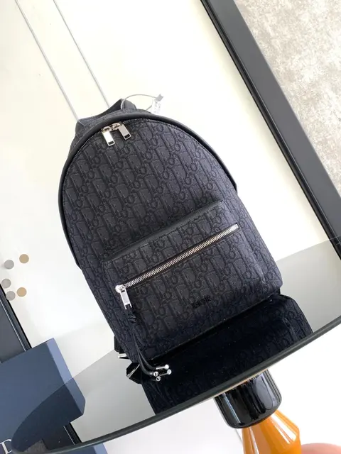 Dior Black Oblique Pattern Backpack