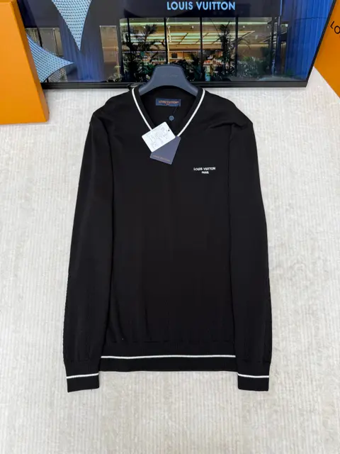 Louis Vuitton Black V-Neck Sweater