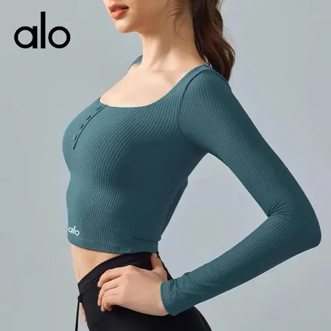 alo Ribbed Long Sleeve Crop Top