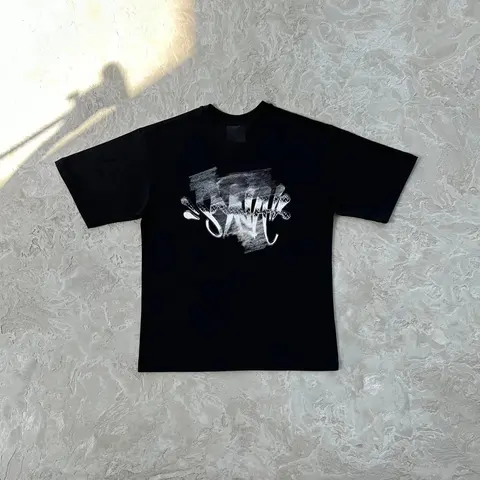 SNT Black T-Shirt with Graphic Print