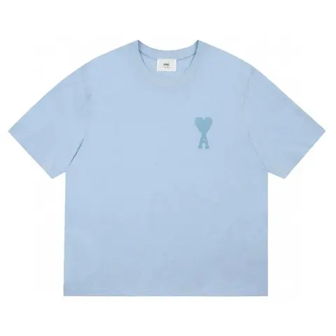 AMI Paris Light Blue Heart A Logo T-Shirt