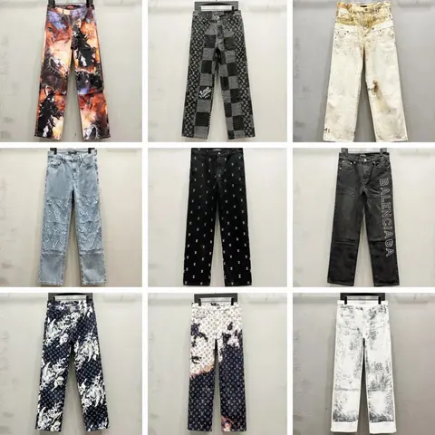 Designer Denim Collection Featuring Louis Vuitton, Balenciaga, and Artistic Prints