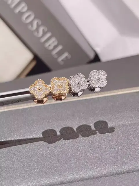 Flower Stud Earrings Set in Gold and Silver