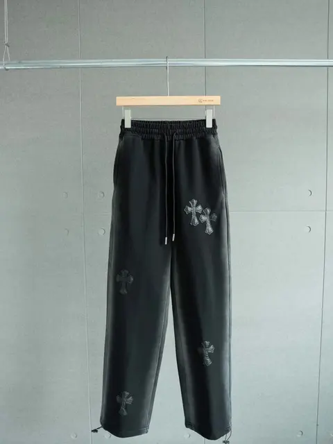 Black Cross Embroidered Sweatpants