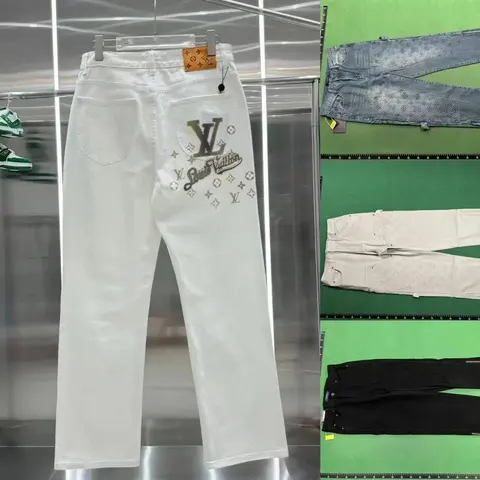 Louis Vuitton Embroidered White Jeans