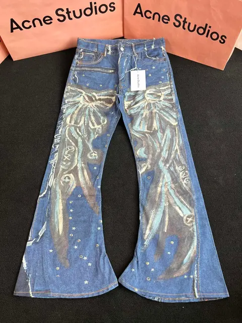 Acne Studios Painted Wing Denim Flare Jeans