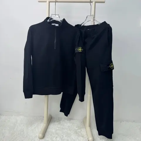 Stone Island Black Sweatshirt and Jogger Set