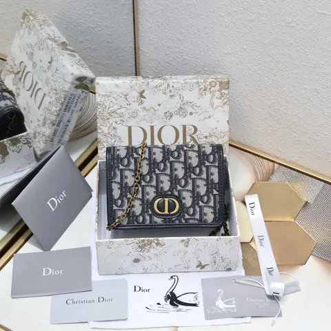 Dior Oblique Print Mini Bag with Chain Strap