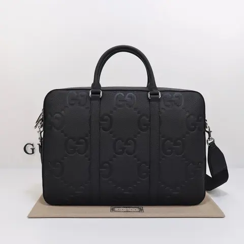 Gucci GG Supreme Black Leather Duffle Bag