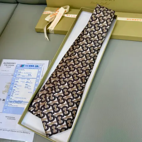 Burberry Monogram Pattern Silk Tie