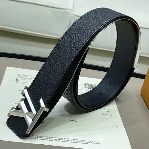 Louis Vuitton Monogram Leather Belt with Silver-tone LV Buckle